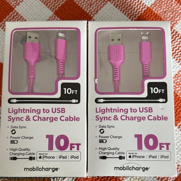 mobilecharge Other - Pink Lightning to USB Cable 10FT